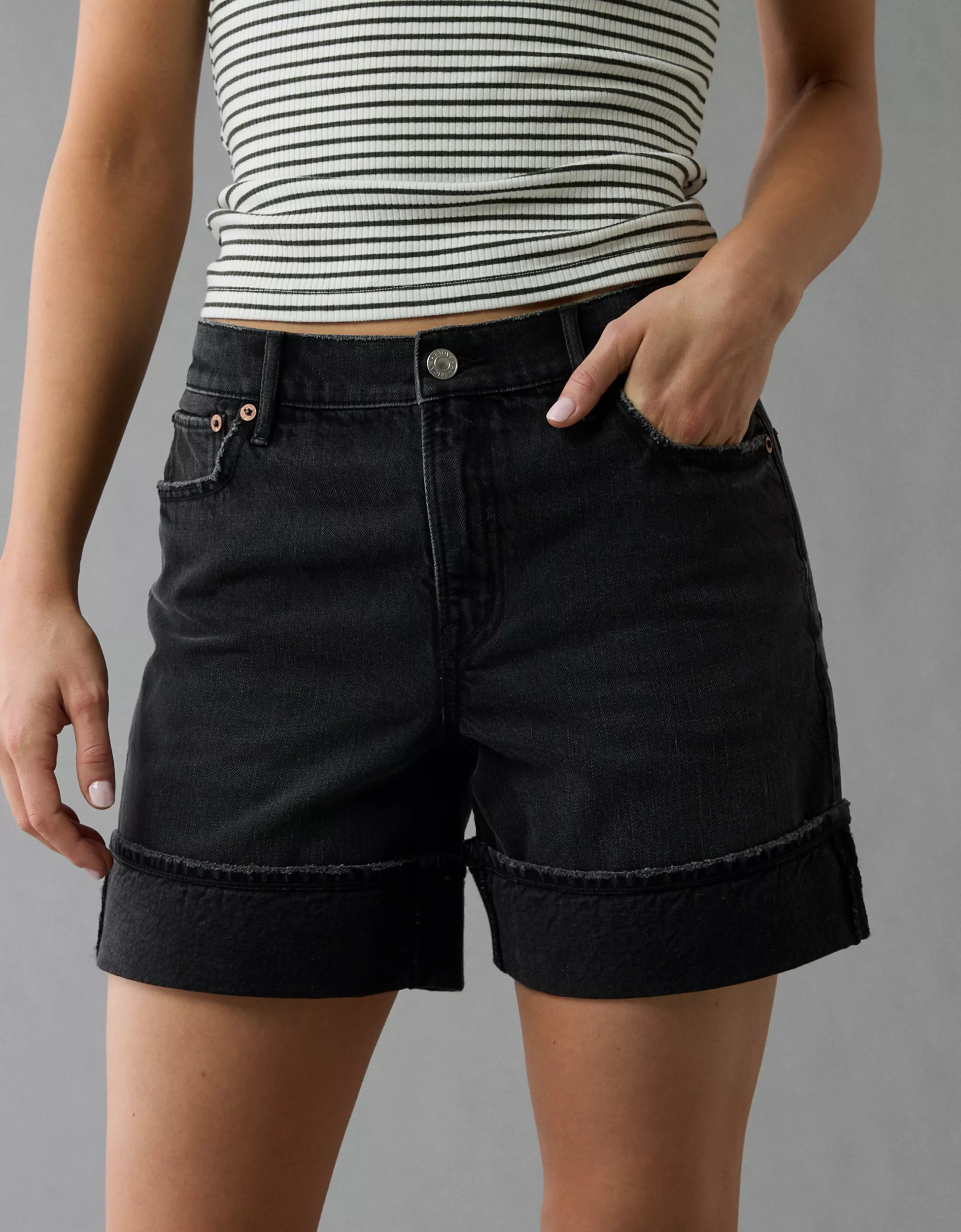 AE Strigid Super High-Waisted 6" Relaxed Denim Short | American Eagle Outfitters (US & CA)