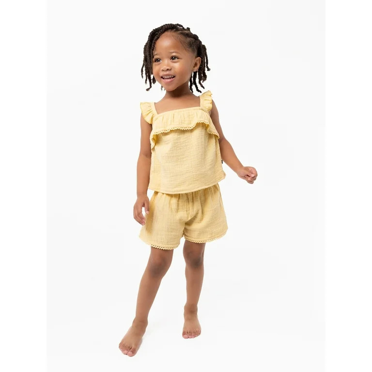 Modern Moments by Gerber Toddler Girl Top and Short Outfit Set, 2-Piece, Sizes 12M-5T | Walmart (US)