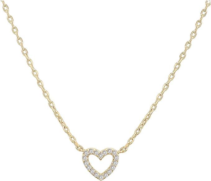 Amazon.com: Necklace Custom Picture Heart Zircon Pendant Rhinestone Necklace Zircon Heart Necklac... | Amazon (US)
