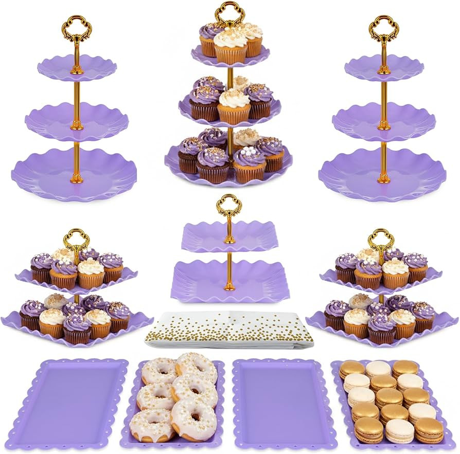 Pack of 11 NWK Cake Stand Set, with 3 x Two-Tier and 3 x Three-Tier Cupcake Stands, 4 x Appetizer... | Amazon (US)