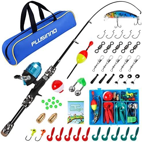 PLUSINNO Kids Fishing Pole with Spincast Reel Telescopic Fishing Rod Combo Full Kits for Boys, Gi... | Amazon (US)