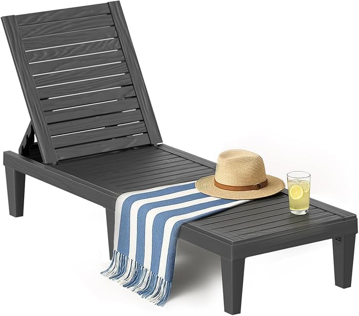 Resin Chaise Lounge Chairs with 5-Position Backrest, UV & Fade-Resistant, Waterproof for Garden, ... | Amazon (US)