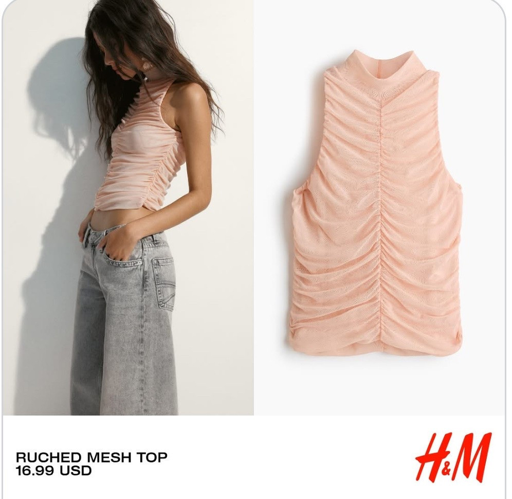 RUCHED MESH TOP