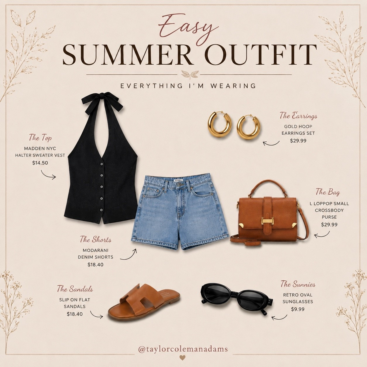 An easy summer outfit that works for everything from coffee runs to errands to weekend plans. ☀️

I’m all about pieces that feel elevated without being complicated, and these have become some of my most-reached-for staples this season. Everything is comfortable, versatile, and easy to mix and match with the rest of my wardrobe.

✨ Linked everything I’m wearing.

summer outfit, casual outfit, everyday outfit, effortless style, capsule wardrobe, denim shorts outfit, black knit top, halter sweater vest, summer sandals, crossbody bag, gold hoop earrings, oval sunglasses, Amazon fashion, Walmart fashion, affordable outfit, neutral outfit, weekend style, vacation outfit, classic style, French inspired fashion

#LTKStyle #LTKFinds #LTKSummer #SummerStyle #CasualStyle #EverydayStyle #CapsuleWardrobe #FrenchInspiredStyle #ClassicStyle #AmazonFashion #WalmartFashion #AffordableStyle #WeekendOutfit #NeutralStyle #OutfitInspiration #OOTD #StyleInspo #SummerWardrobe #FashionOver30 #TaylorColemanAdams

#LTKdayinmylife #LTKootd #LTKmorningroutine
