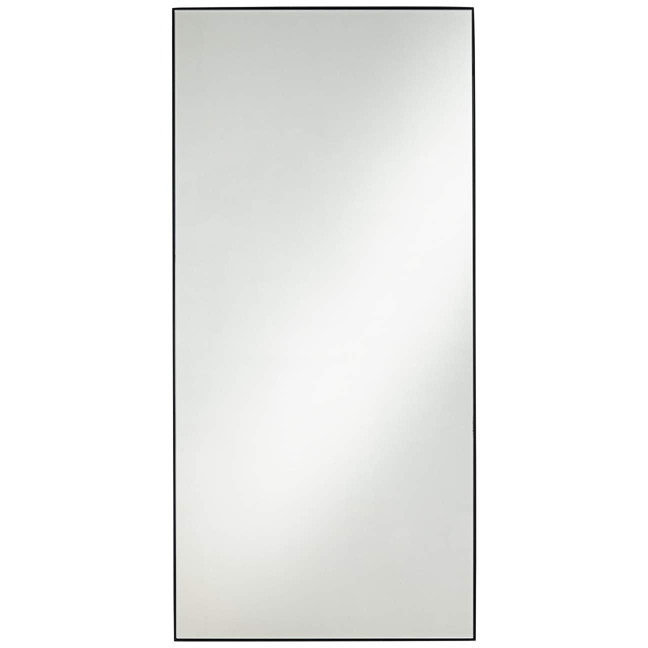 Aryn Matte Black Metal 20" x 42 1/4" Rectangular Wall Mirror | Lamps Plus