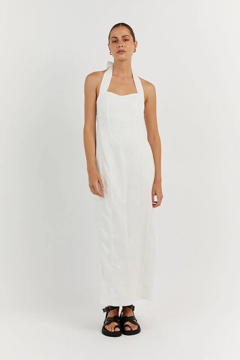 WILLOW WHITE LINEN LONG DRESS | DISSH