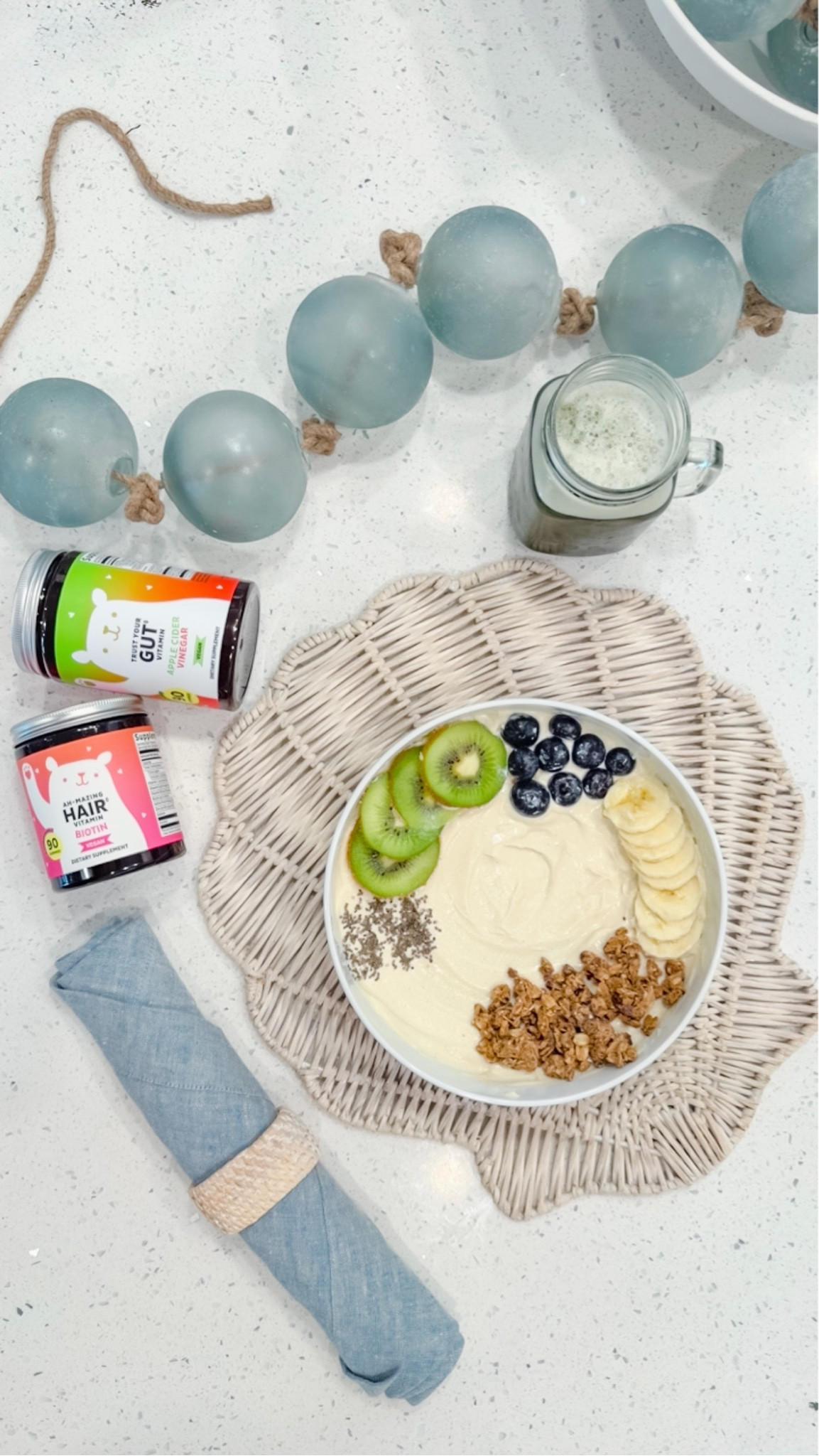 My morning routine: a healthy breakfast bowl with a side of biotin gummies for healthier hair, stronger nails, + glowing skin and apple cider vinegar for a balanced gut. 

Use code: BwB25 for 25% OFF your first purchase + FREE shipping! 

Vegan, Coastal kitchen, coastal place setting, beach house decor, beach home design, Florida home 


#LTKmorningroutine #LTKHome #LTKfitnessgoals