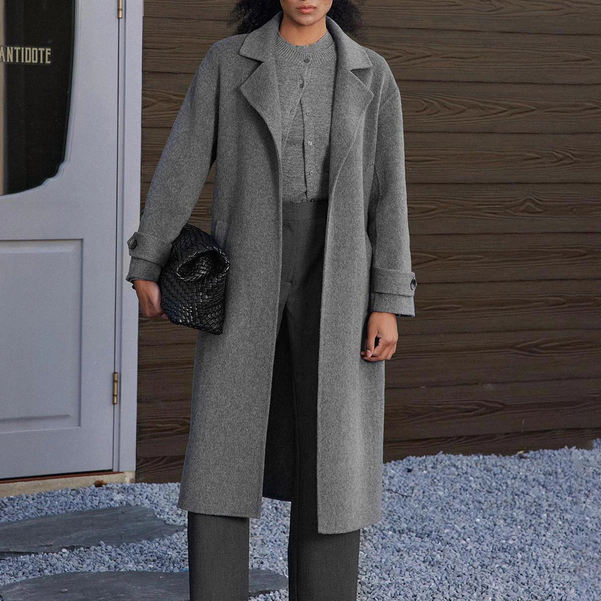 ASOBIO Women’s Classic Soft Wool Double-Face Coat | Drop-Shoulder Trench Coat with Removable Ti... | ASOBIO (US)