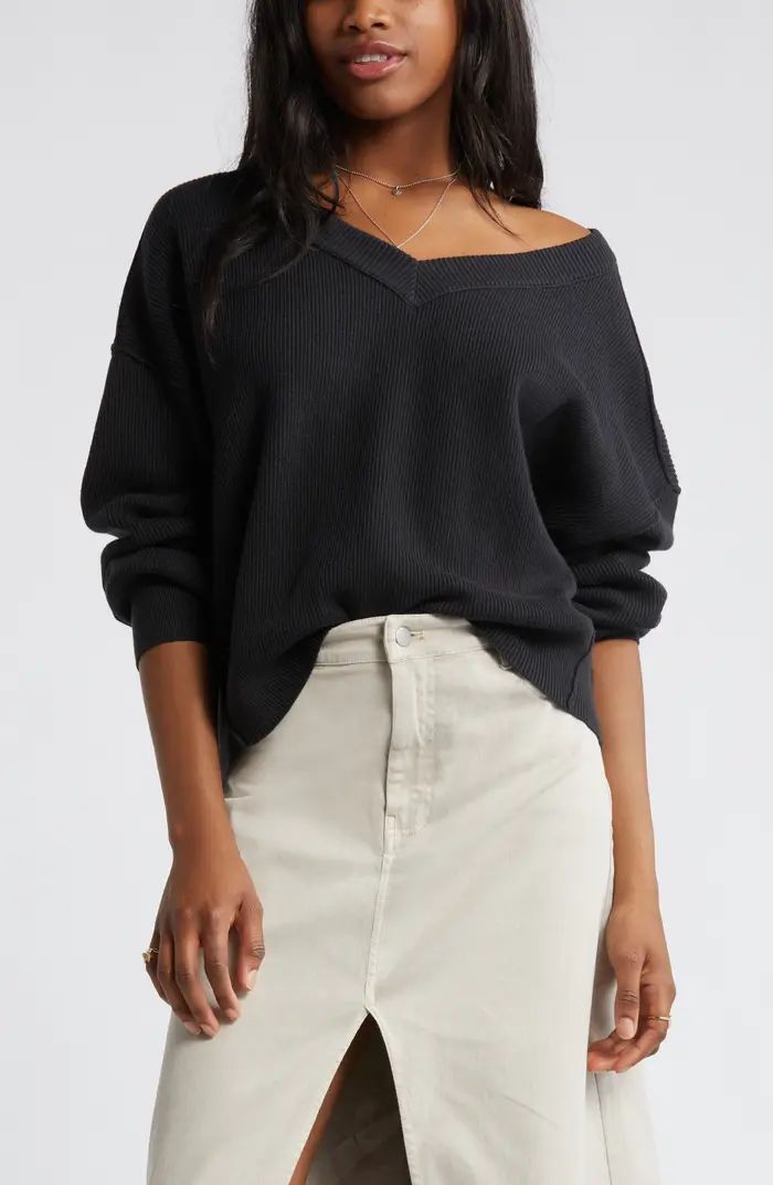 BP. Seamed Oversize V-Neck Rib Sweater | Nordstrom | Nordstrom