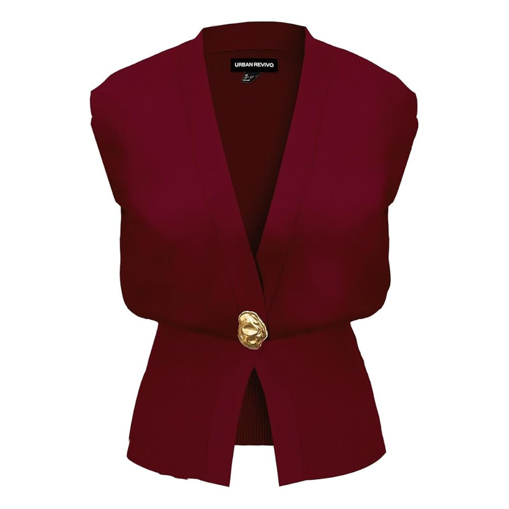 Women's Sweater Vest Sleeveless V-Neck Knit Tops Lightweight with Gold Leaf Button Down Cardigans | Amazon (US)