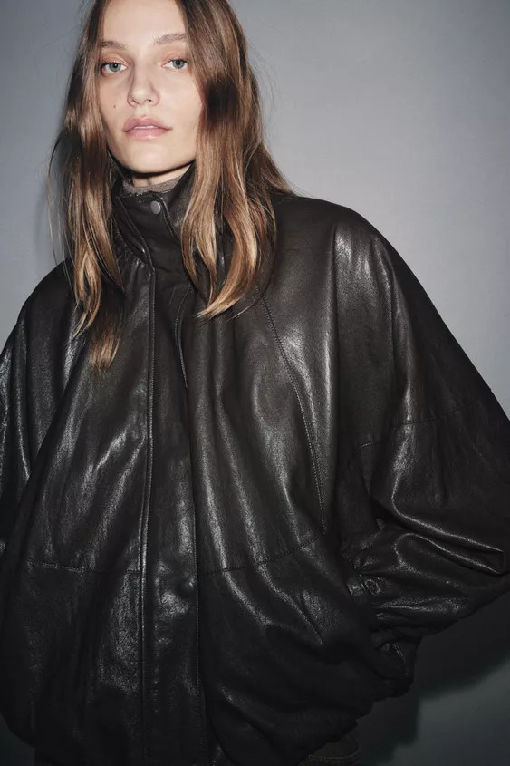ZW COLLECTION FAUX LEATHER BOMBER JACKET | Zara US