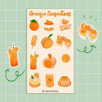 Orange Sticker Sheet Kawaii Aesthetic Cake Cute Desserts Fruit Planner Stickers Hand Drawn Food Stationery Gift Sweets | Etsy (US)