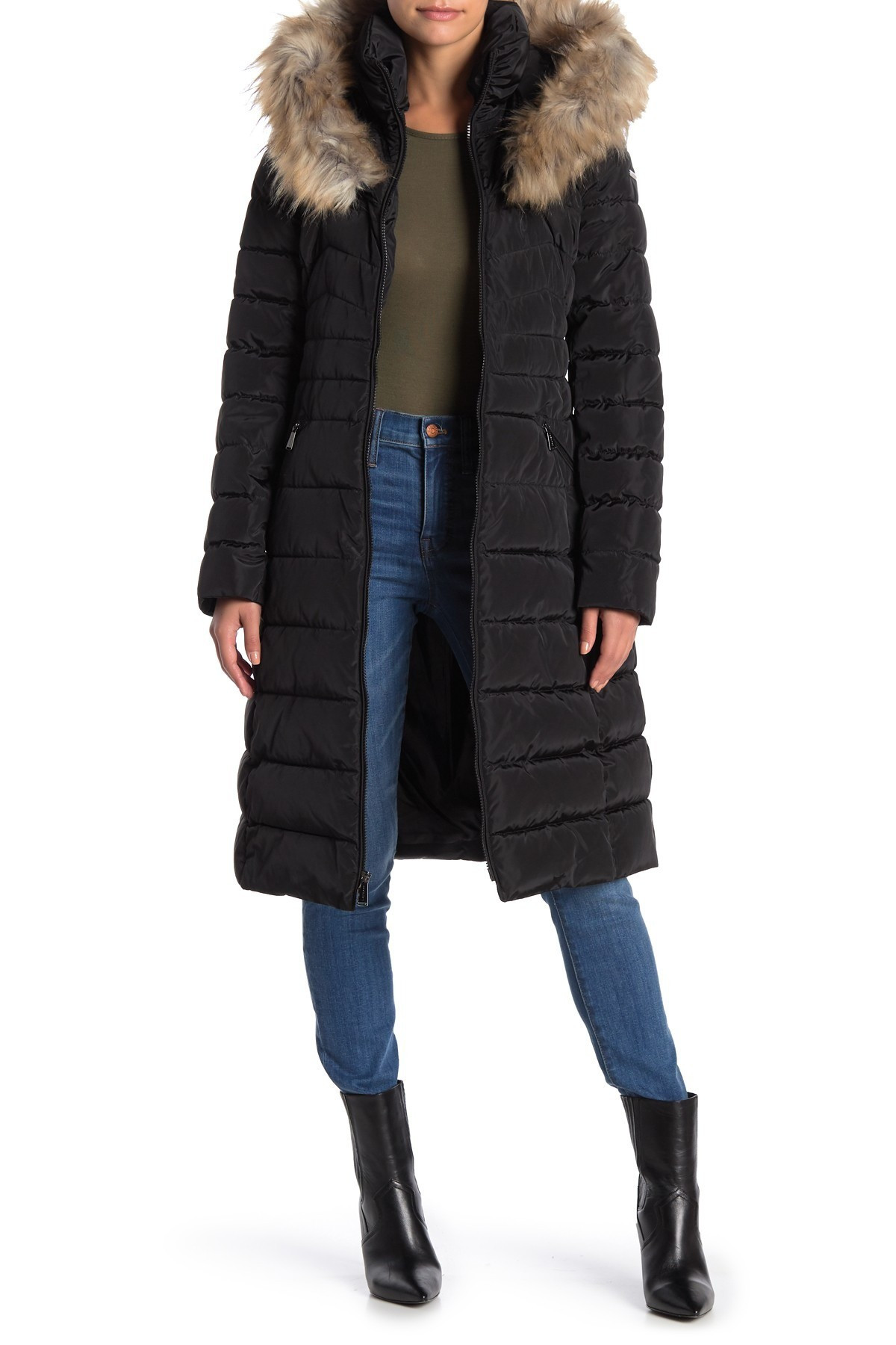 Faux Fur Trimmed Hooded Puffer Coat | Nordstrom Rack