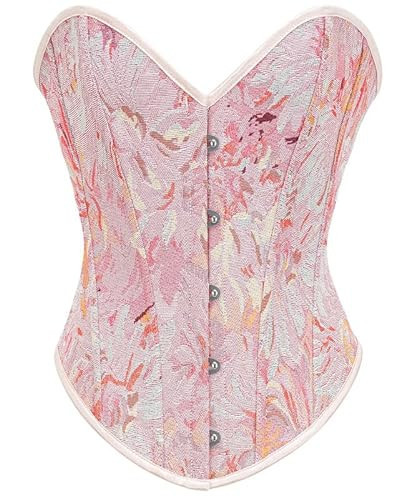 Alivila.Y Fashion Womens Sexy Vintage Denim Corset Short Torso Daisy Floral Print Bustier Corsets A998-Pink-3XL | Amazon (US)