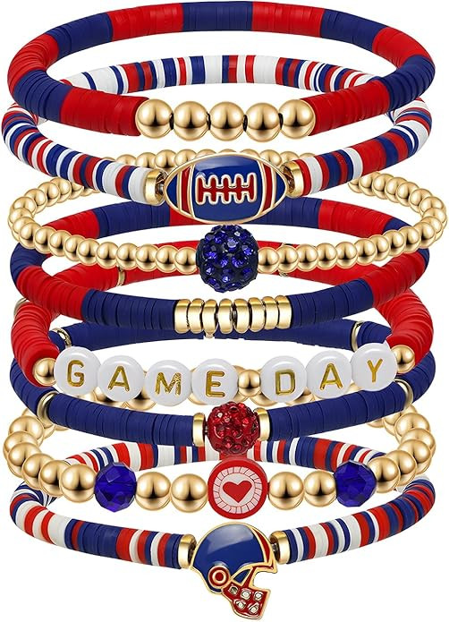 Artlunar Game Day Football Charm Bracelet: Stackable Sports Jewelry for Moms & Dads - Perfect for... | Amazon (US)