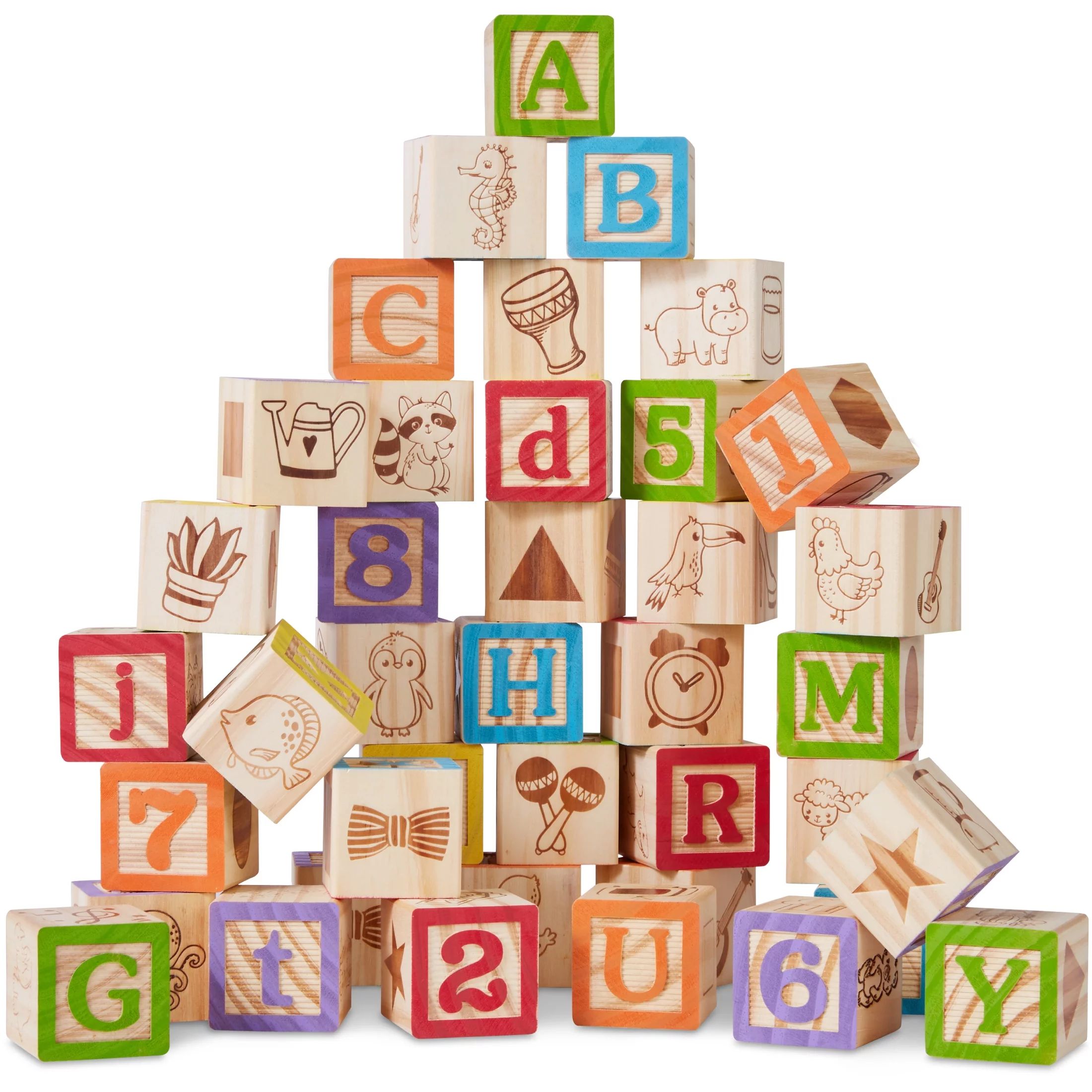 Best Choice Products 40-Piece Kids Wooden ABC Block Set, Building Education Alphabet Letters STEM... | Walmart (US)