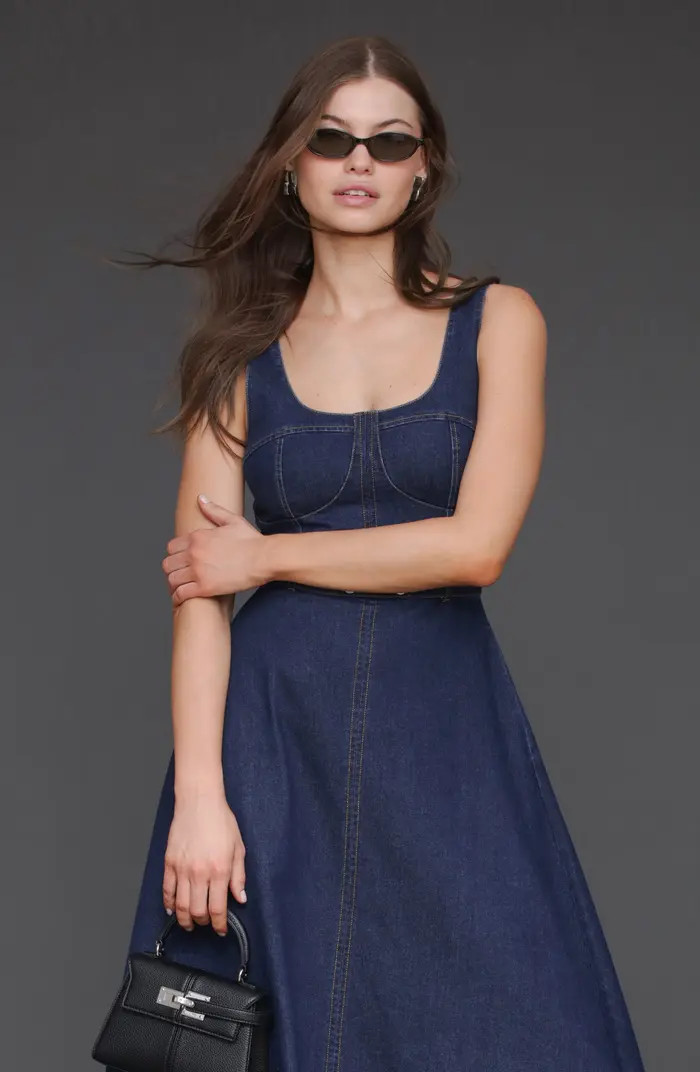 Belted Bustier Denim Dress | Nordstrom