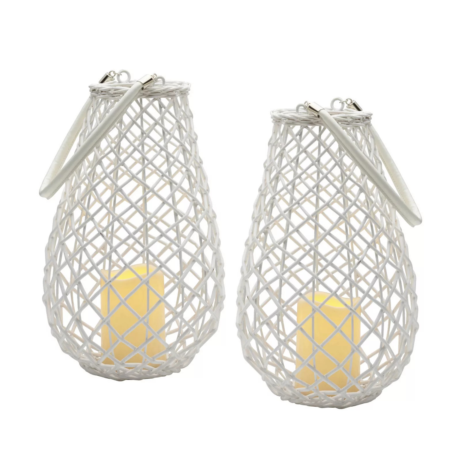 Elements Wicker Pear Shape LED Lantern Floor Decor 2-piece Set, White | Kohl's