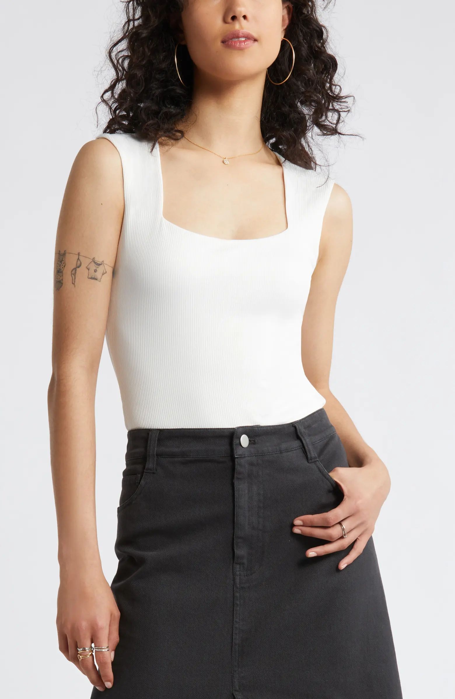 BP. Butter Rib Square Neck Bodysuit | Nordstrom | Nordstrom