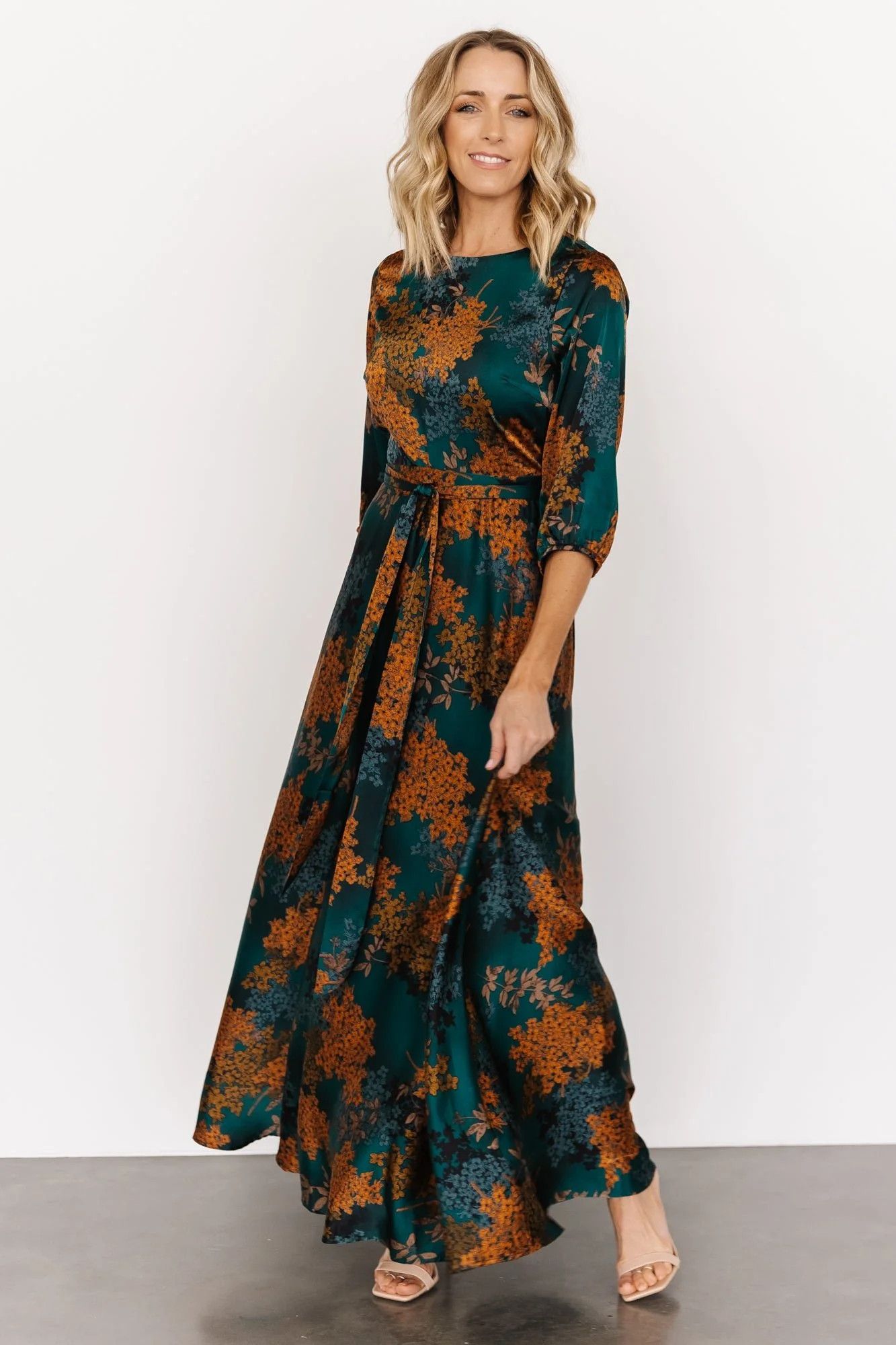 Paula Satin Maxi Dress | Jade Multi | Baltic Born