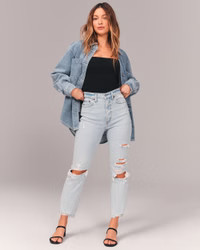 Curve Love Ultra High Rise Ankle Straight Jeans | Abercrombie & Fitch (US)