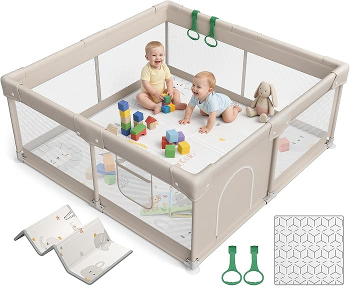 Baby Playpen with Mat, Playpen for Babies and Toddlers, Small Baby Play Pens, Play Yard for Infan... | Amazon (US)