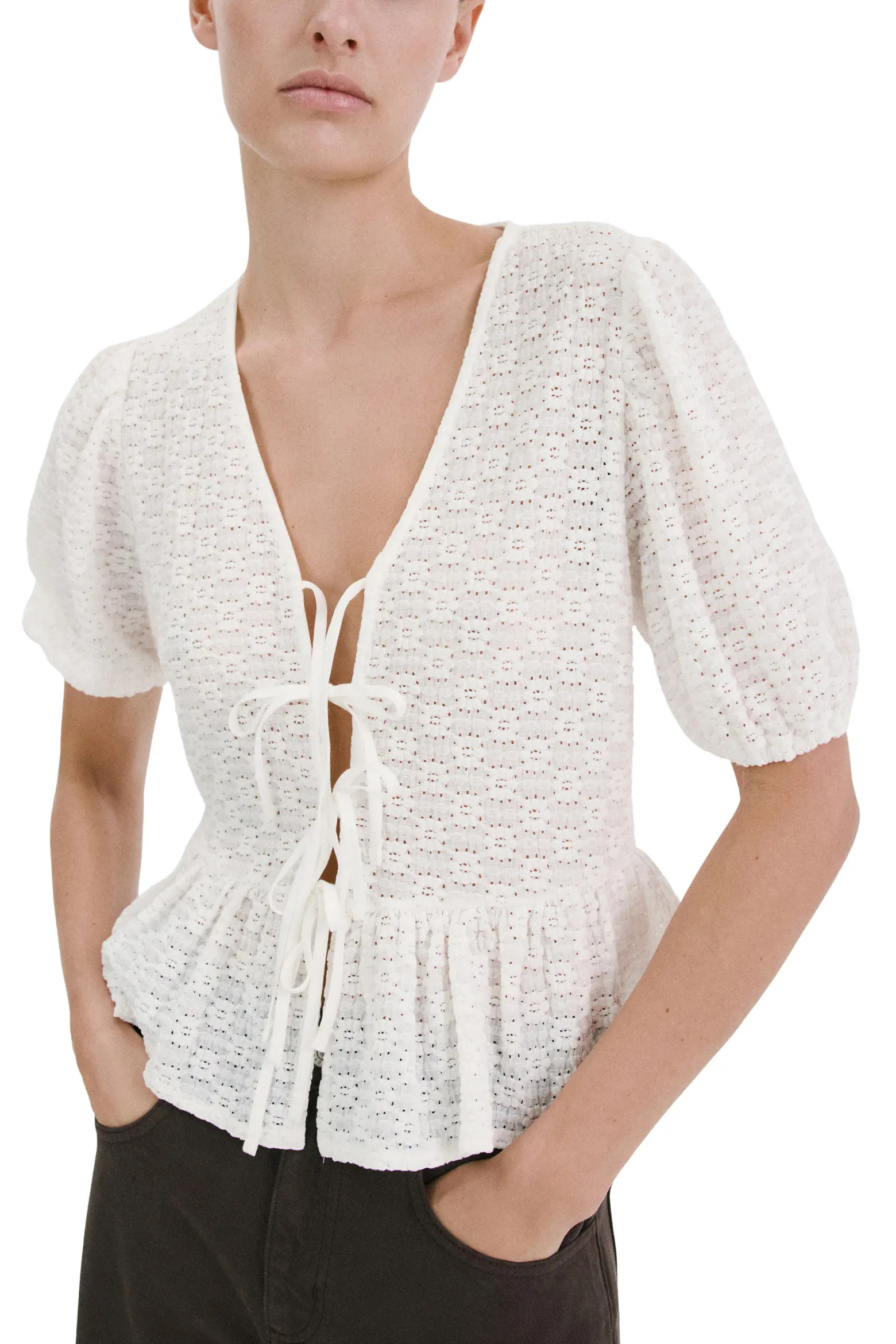 Eyelet Embroidery Tie Front Shirt (Women) | Nordstrom | Nordstrom