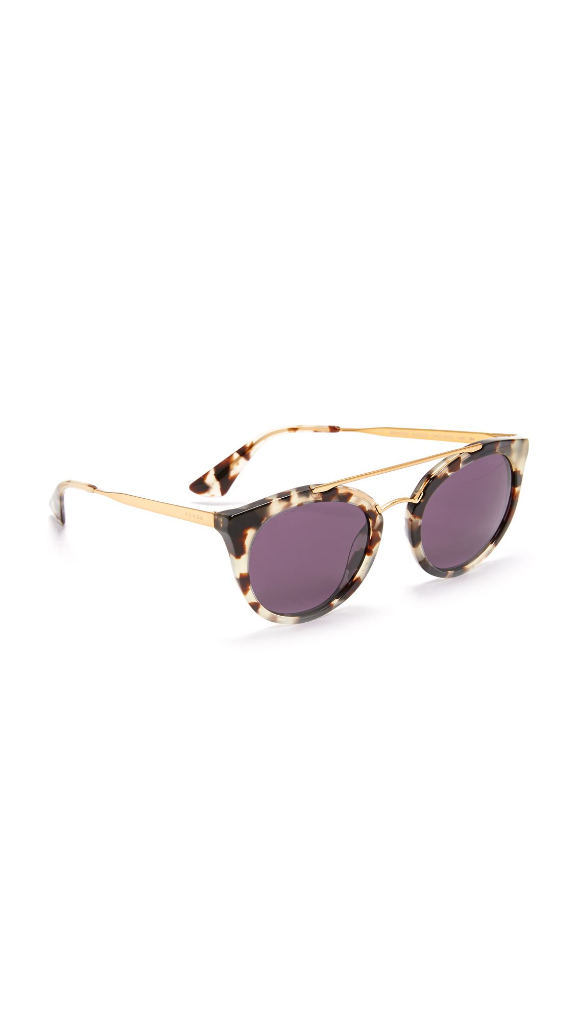 Prada Round Aviator Sunglasses - White Havana/Violet | Shopbop
