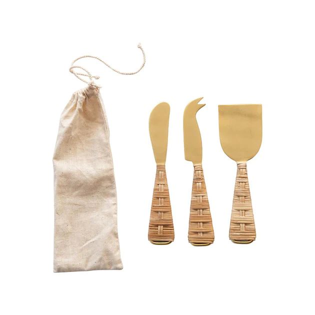 Kennebunk Rattan Cheese Knives | Cailini Coastal