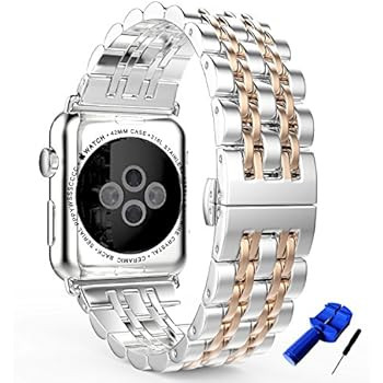 HUANLONG Compatible with Apple Watch Band, Solid Stainless Steel Metal Replacement Watchband Brac... | Amazon (US)