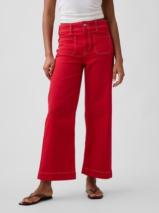 High Rise Wide-Leg Crop Jeans | Gap Factory