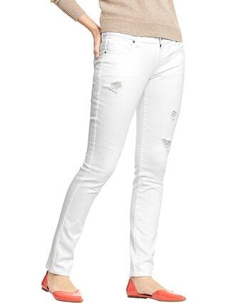 Womens The Diva Distressed White Skinny Jeans Size 18 Regular - Bright white | Old Navy US