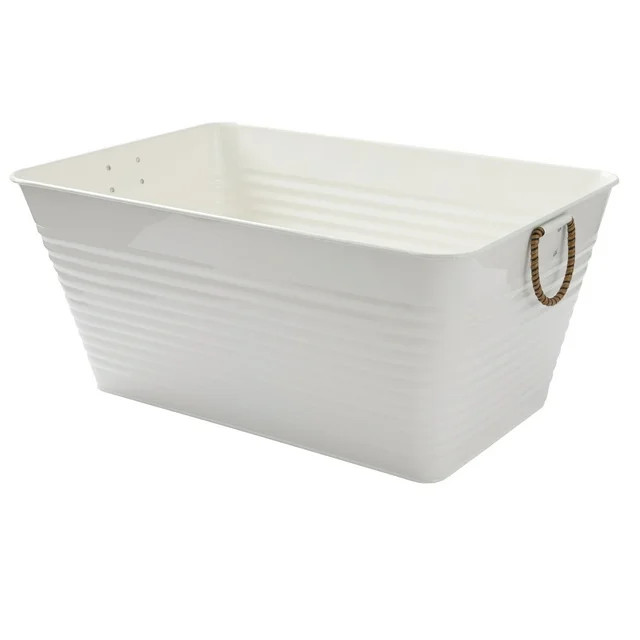 Better Homes & Gardens - Vanilla White Galvanized Large Rectangle Tub BH25100135203C1, 21.96 in L... | Walmart (US)