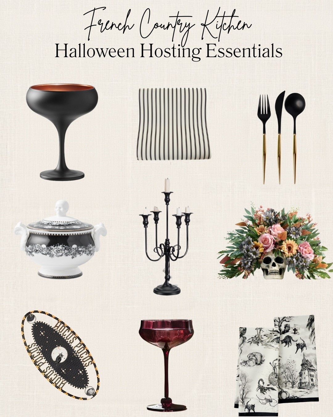 Halloween hosting, elevated 🖤 A mix of spooky, elegant, and French country-inspired pieces for a Halloween gathering that feels festive without being over-the-top. 🎃🕯️






Halloween hosting, Halloween table decor, Halloween entertaining, fall hosting, French country decor, Halloween tablescape, spooky chic, hosting essentials