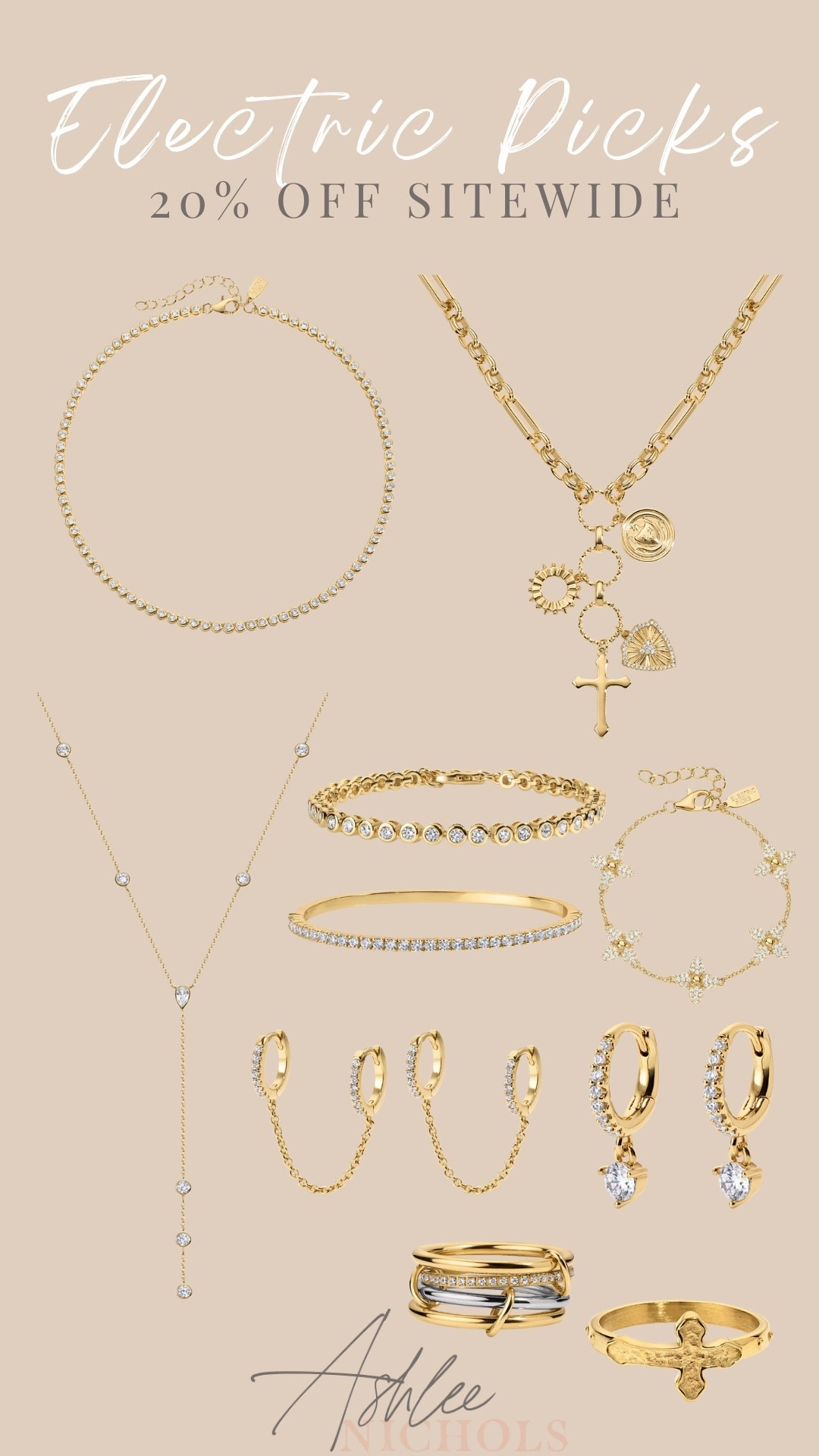 20% off Electric Picks!

Jewelry sale, charm necklace, cross ring, chain earrings 

#LTKSaleAlert #LTKSeasonal #LTKFindsUnder100