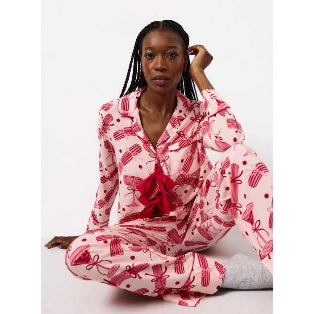 Pink Christmas Cracker Print Pyjama Set M | Tu Clothing
