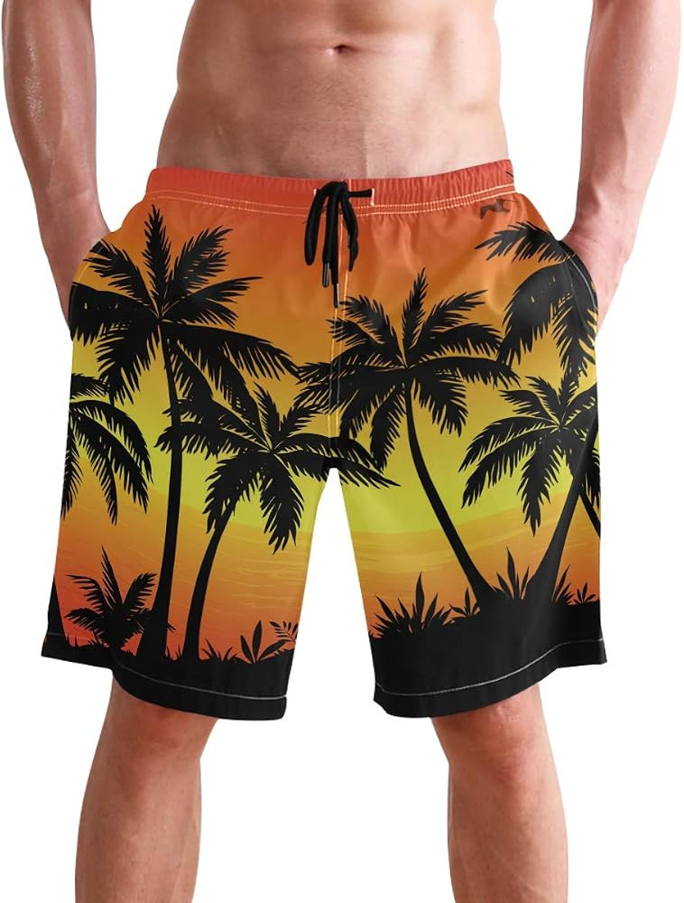 visesunny Hawaiian Men's Summer Beach Shorts Swim Trunks Sports Running Bathing Suits with Mesh L... | Amazon (US)