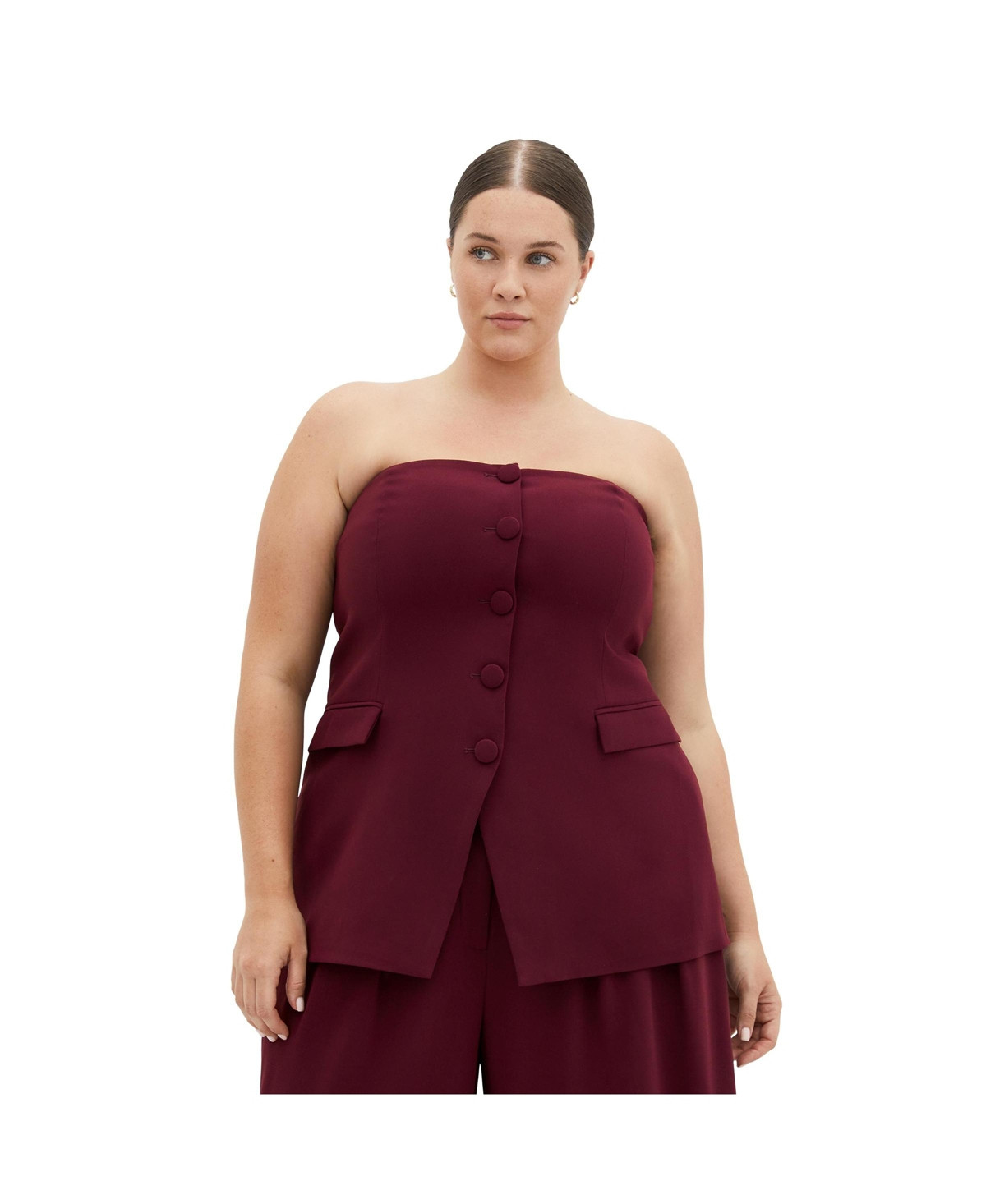 City Chic Plus Size Leah Bustier - Dark cherry | Macy's