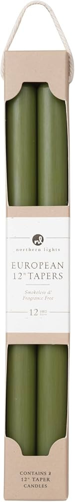 Northern Lights Candles - 12" 2pk Tapers - Moss Green - 72895 | Amazon (US)