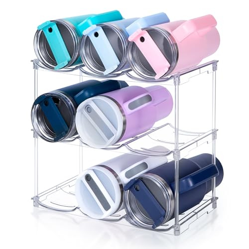 Stackable Water Bottle Organizer for Stanley 40 oz Tumbler, Water Bottle Holder for Cabinet, Pant... | Amazon (US)