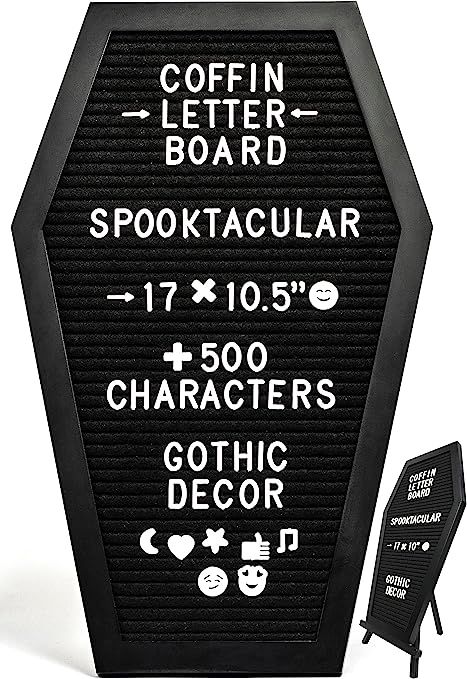 Nomnu Black Felt Coffin Letter Board - Gothic Decor Message Board - Horror, Gothic, Spooky Gifts ... | Amazon (US)