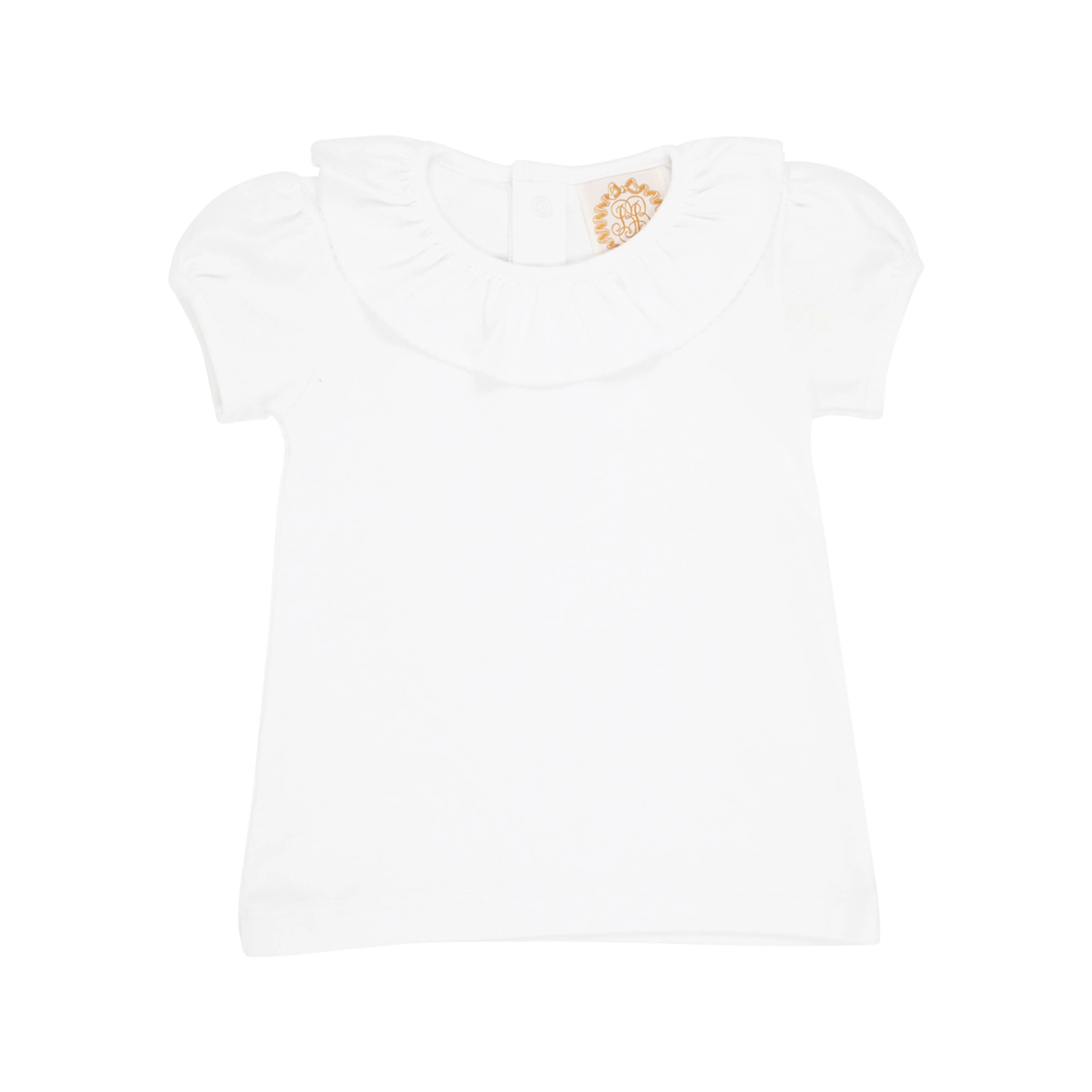 Ramona Ruffle Collar Shirt & Onesie (Short Sleeve Pima) - Worth Avenue White | The Beaufort Bonnet Company