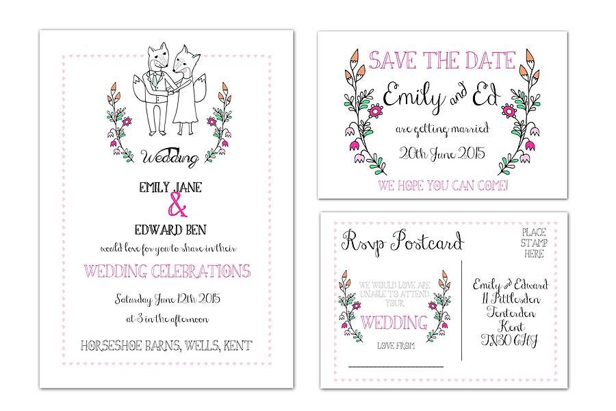 A Bird & A Bee 'Foxy' Wedding Stationery Range | Notonthehighstreet.com US