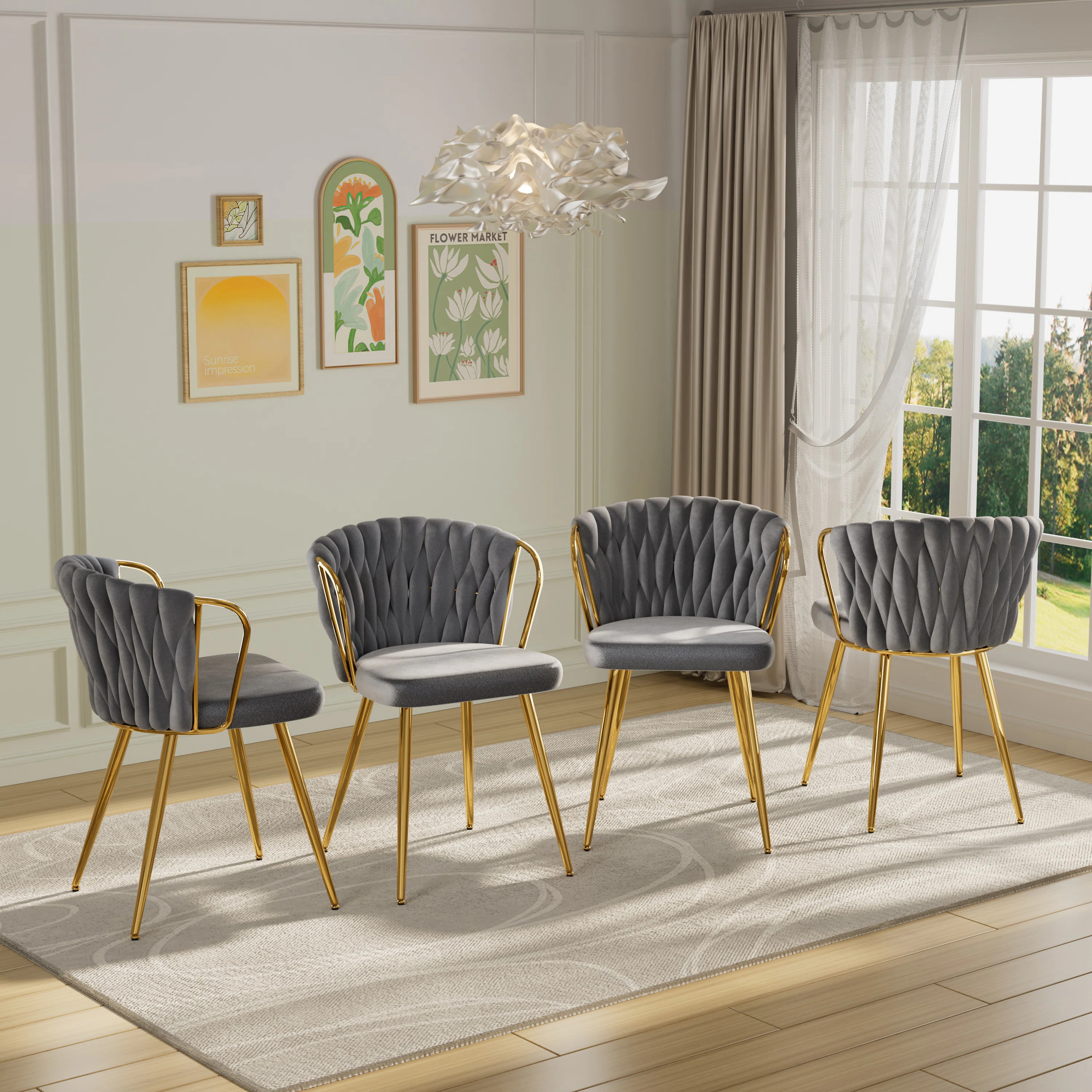 Velvet Upholstered Dining Chairs(Set of 4) | Wayfair North America