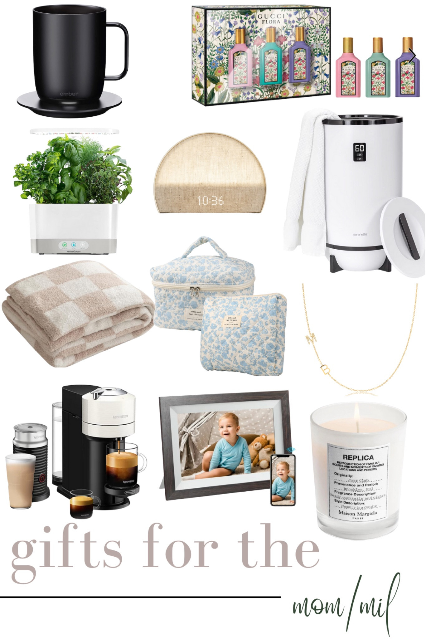 Gifts for the mom, mil, ember mug, nest, Gucci perfume, aerogarden, towel warmer, replica, candle, Nespresso, throw blanket 

#LTKHoliday #LTKSeasonal #LTKGiftGuide