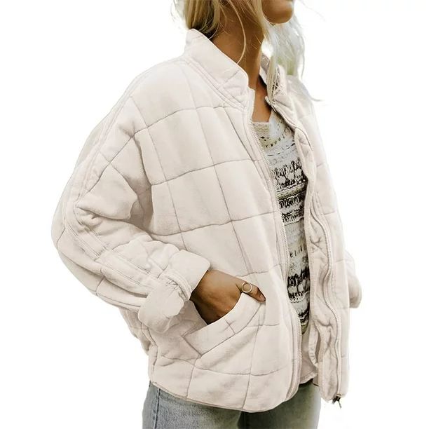 Harborsoul Womens Casual Dolman Quilted Jackets Loose Drop Shoulder Lightweight Coat Long Sleeve ... | Walmart (US)