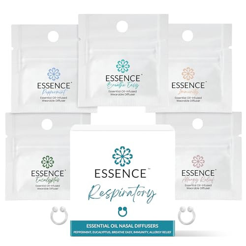 Essence Nasal Diffuser Respiratory Bundle – Essential Oil Silicone Nose Rings for Sinus Relief, Congestion & Seasonal Breathing Support – Wearable Aromatherapy for Cold & Allergy Symptoms | Amazon (US)