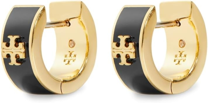 Tory Burch Women's Wide Icon Enamel Huggie Earrings | Amazon (US)