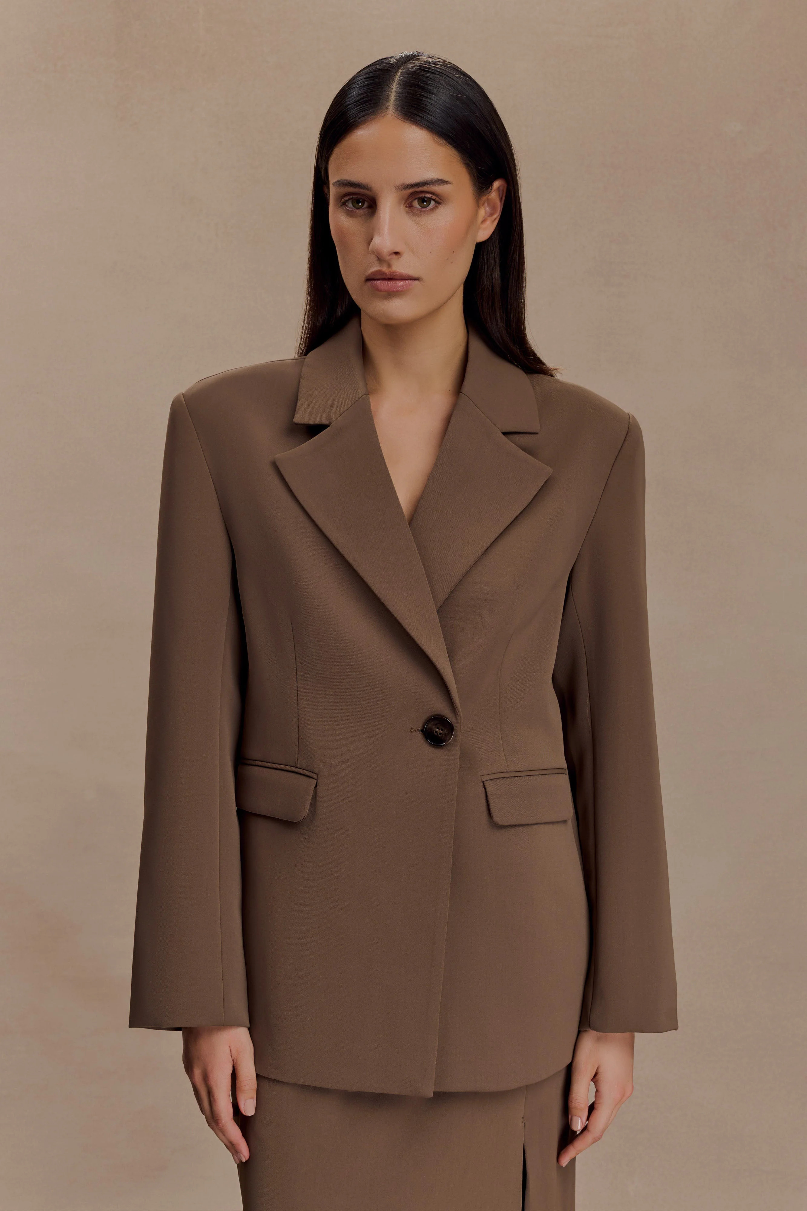 Oversized Blazer - Cacao Brown | MESHKI US