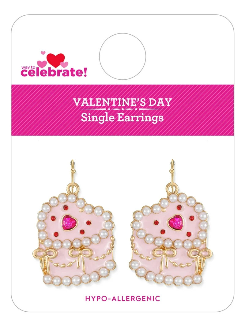 Way to Celebrate Valentine's Day Color Heart Cake Earrings, 1 Pair | Walmart (US)